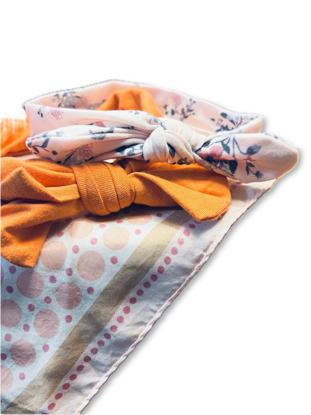 Kids Orange and Floral Knot Headbands Set - Unbranded